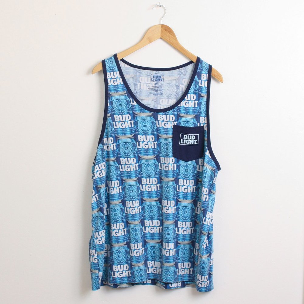 Bud Light Shirt Mens 2XL Blue Beer Tank Top
